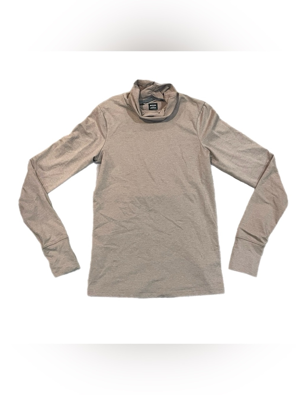 prAna Ice Flow Baselayer Beige Running Long Sleeve Women's Fitted Turtle Neck XS